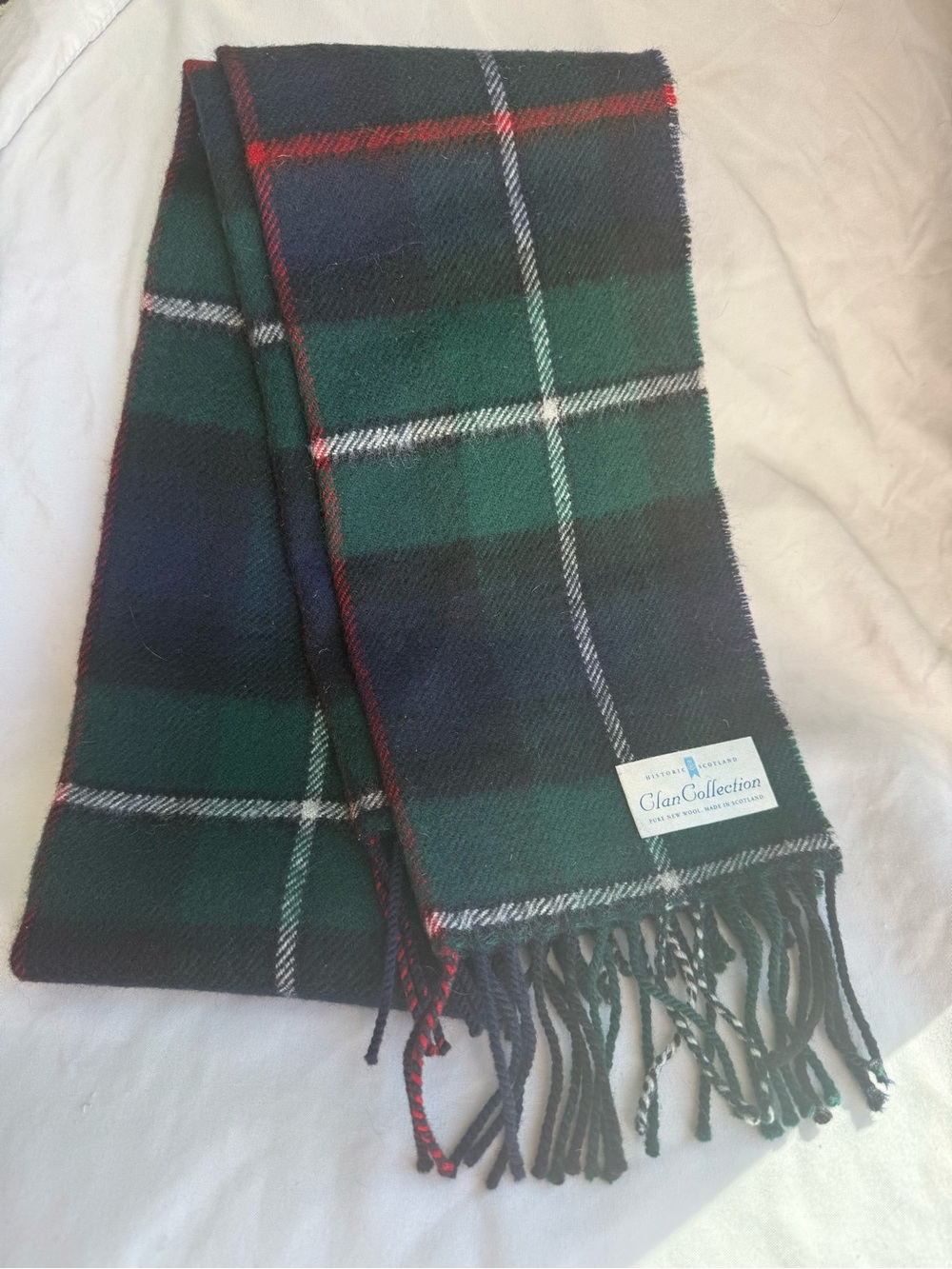 Historic Scotland Clan Collection New Wool Green & Navy Tartan Scarf